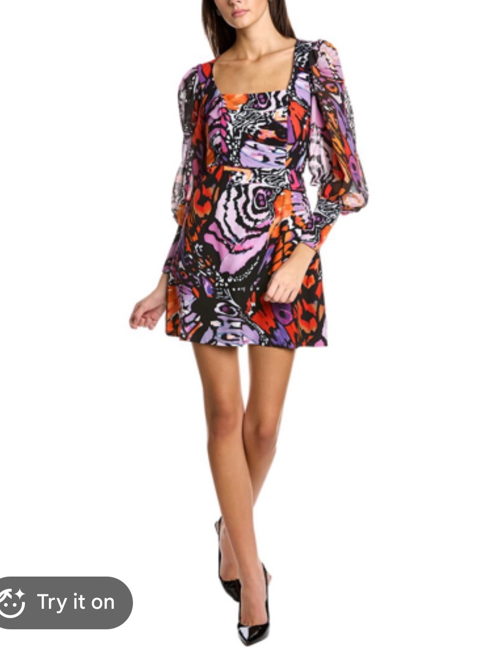 Anthropologie Hutch Dress Elaine Mini Long Sleeve in Butterfly Swirls Size 2 NWT